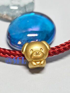 Chow Sang Sang 999 24K Solid Gold Mini Dog Charm Bracelet Chinese Zodiac Cute